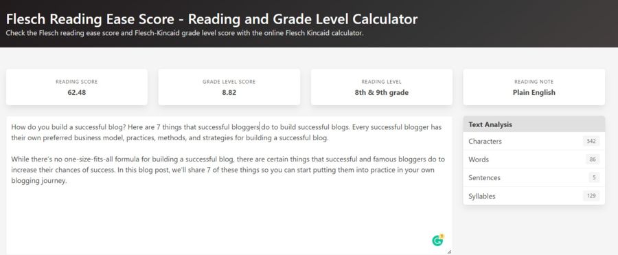 flesch reading ease score