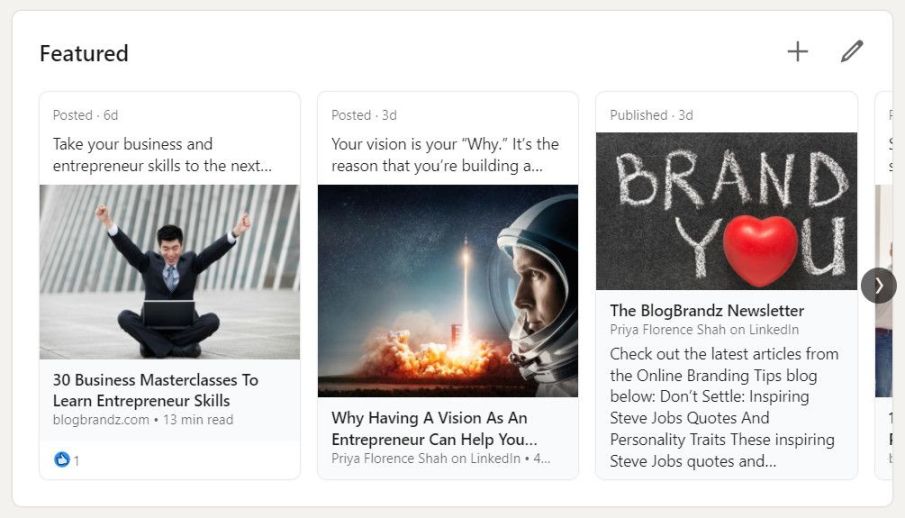 LinkedIn featured articles