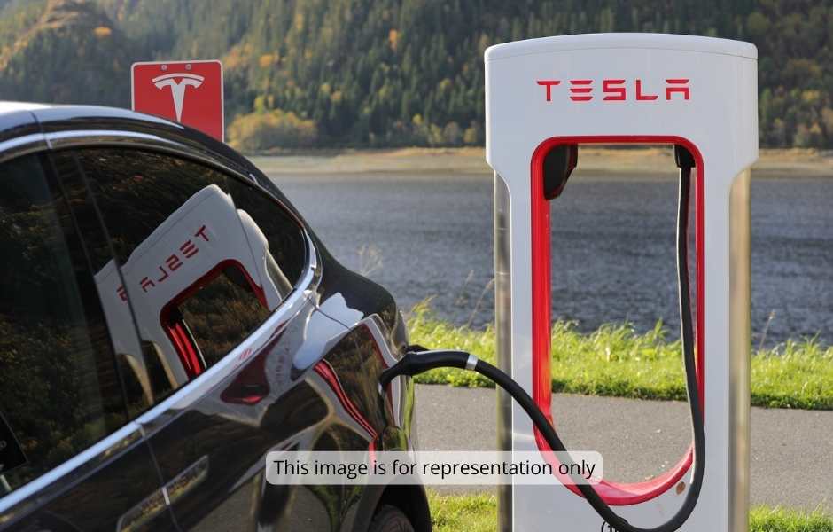 tesla ev car and charger